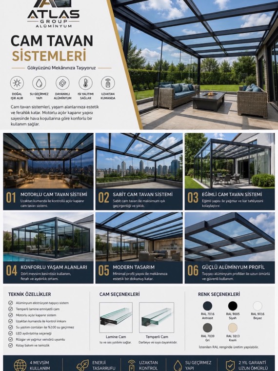 Cam Tavan Sistemleri katalog sayfası