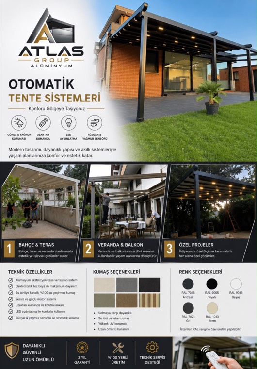 Otomatik Tente Sistemleri katalog sayfası